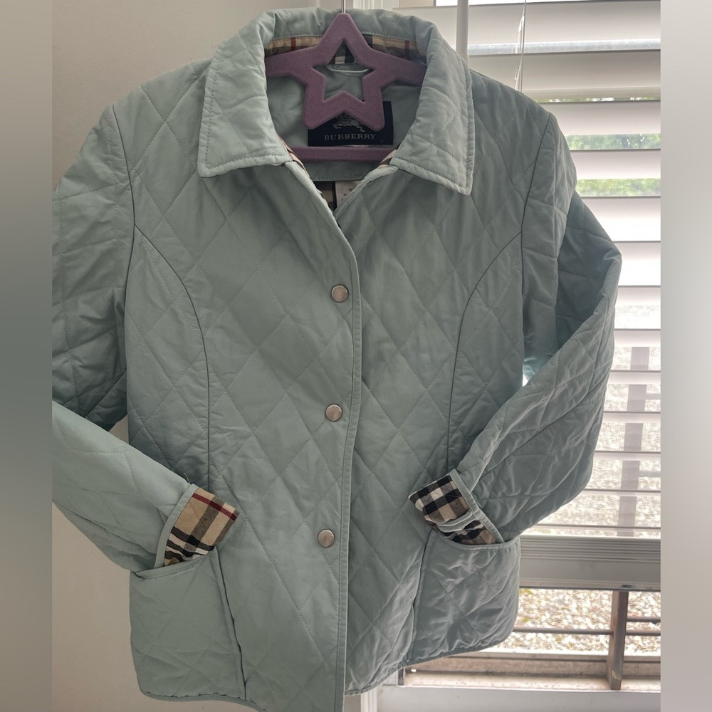 Burberry Kids Light Teal Quilted Jacket
